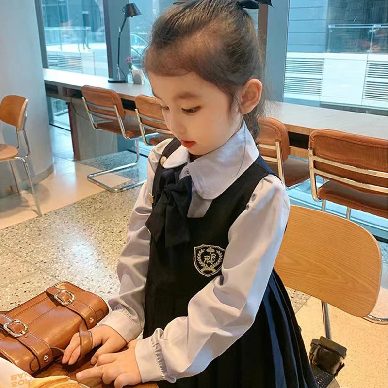 女童学院风jk连衣裙儿童2025秋季百褶裙子假两件女宝宝洋气公主裙