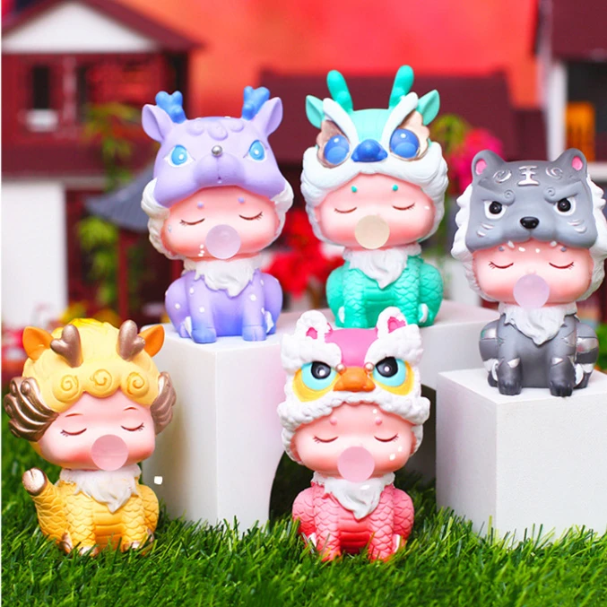 拆盒-/吉祥瑞兽盲盒小摆件桌面迷你可爱手办