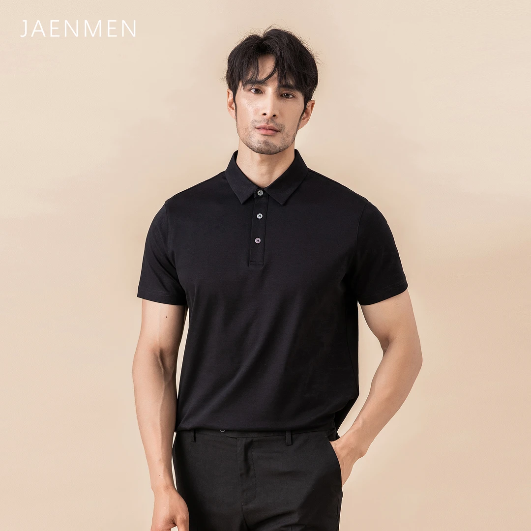 简单人重磅液氨水柔棉POLO衫【100%棉】双面双层透气百搭男袖T恤