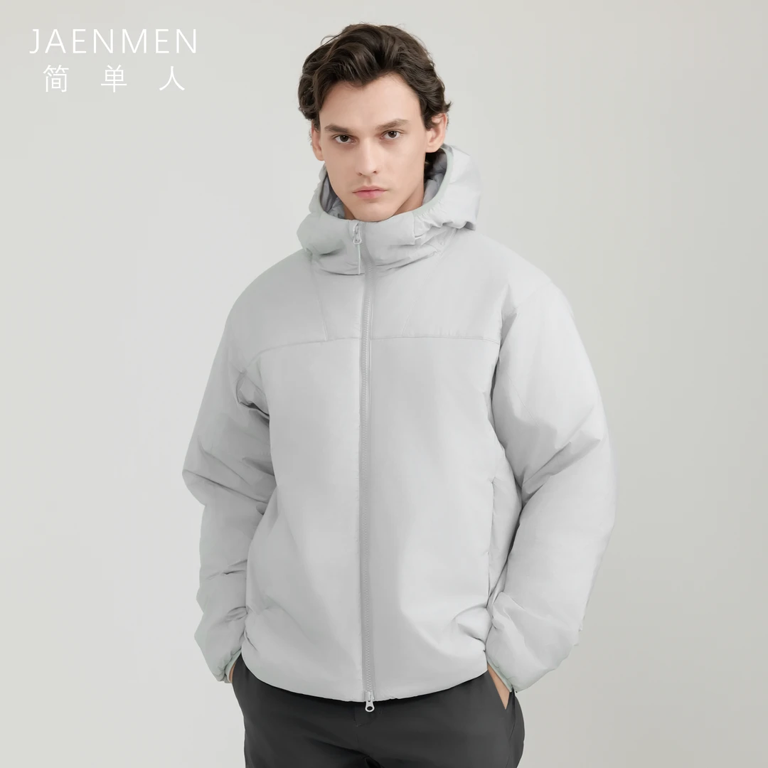 【户外】简单人时尚简约百搭休闲运动外套轻量连帽防风保暖冬季棉服