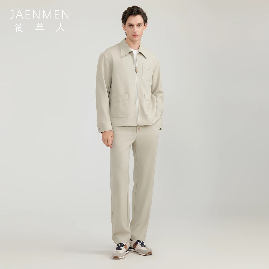 简单人轻奢纯色套装【复古简约】翻领工装百搭休闲舒适口袋拉链夹克