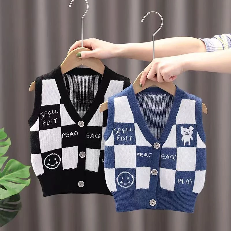 爆版儿童针织马甲男童毛衣背心春秋装新款小孩马甲宝宝开衫背心8