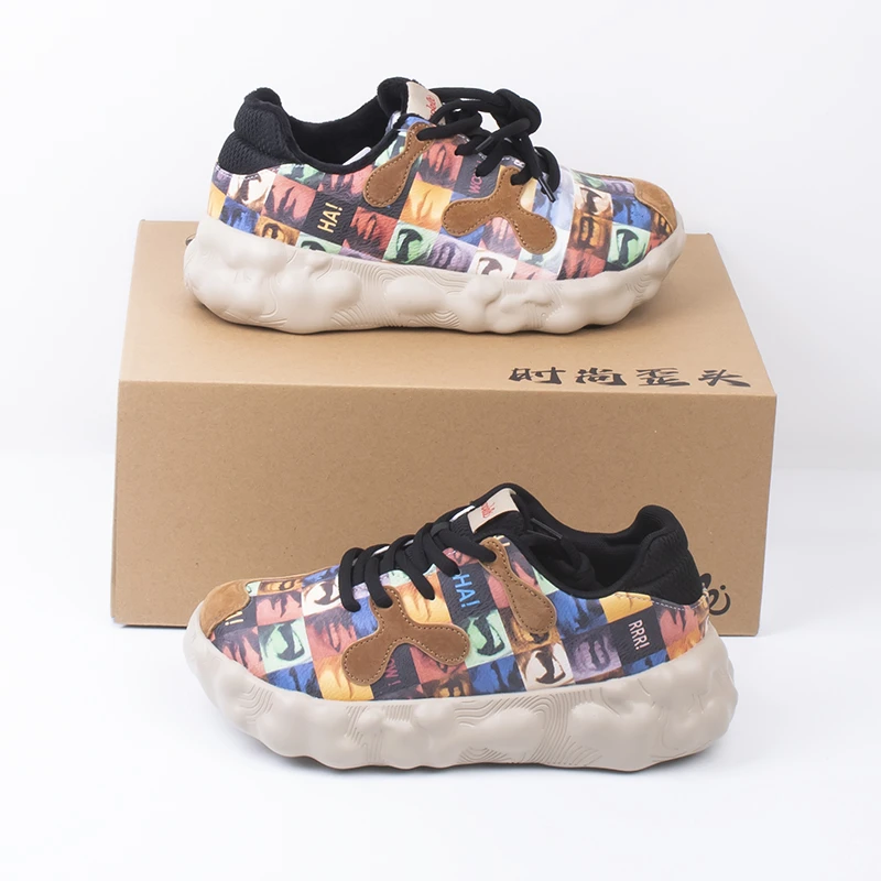 宽楦宽头轻便软底丑萌休闲加绒保暖棉鞋旅行鞋厚底运动跑鞋男女