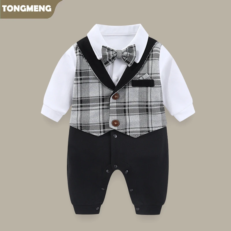 婴儿衣服春秋装新生男宝宝连体衣满月百日宴百岁生日西装礼服哈衣