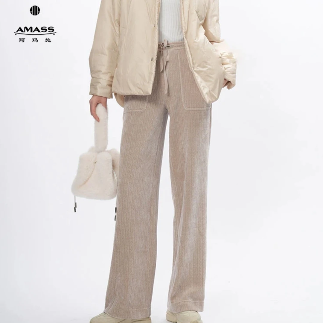 AMASS/阿玛施5100386新款松紧腰暗格纹女士113聚酯纤维花苞