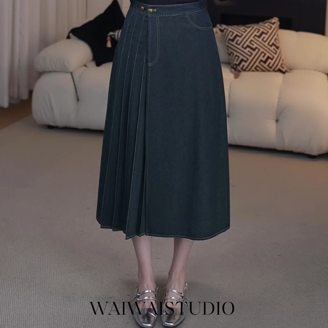 【歌谣半裙】 新款气质减龄时尚环保酵洗牛仔时装半身裙 24A156Q