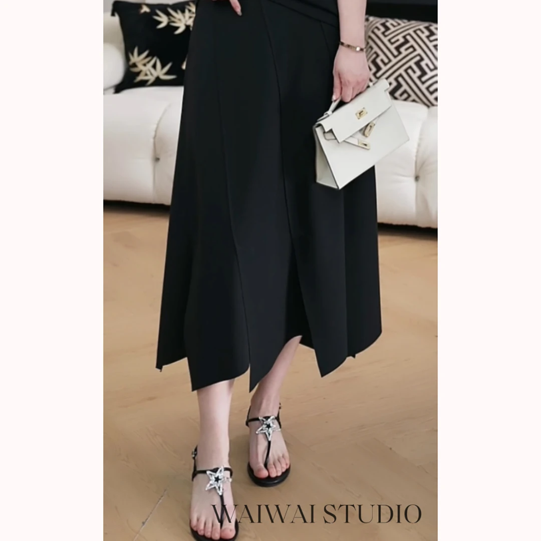 【云梦】 春季新款设计感不规则立裁时尚百搭显瘦半身裙24S104