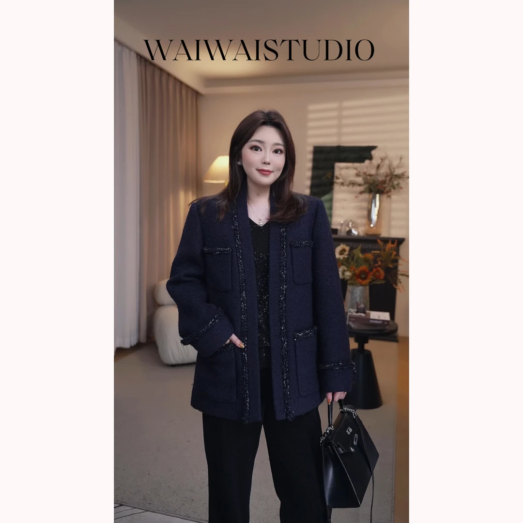 【伯伦朗夜色】 24A353新款通勤羊毛保暖外套