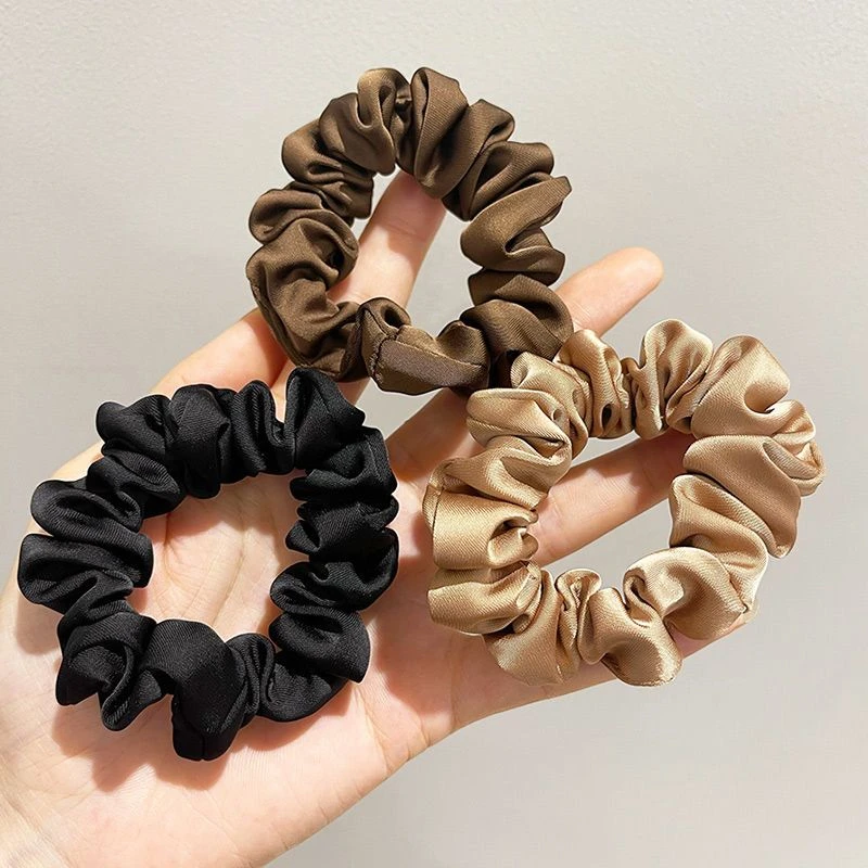 高品质丝滑绸缎大肠发圈气质法式头绳简约高马尾皮筋纯色百搭发绳