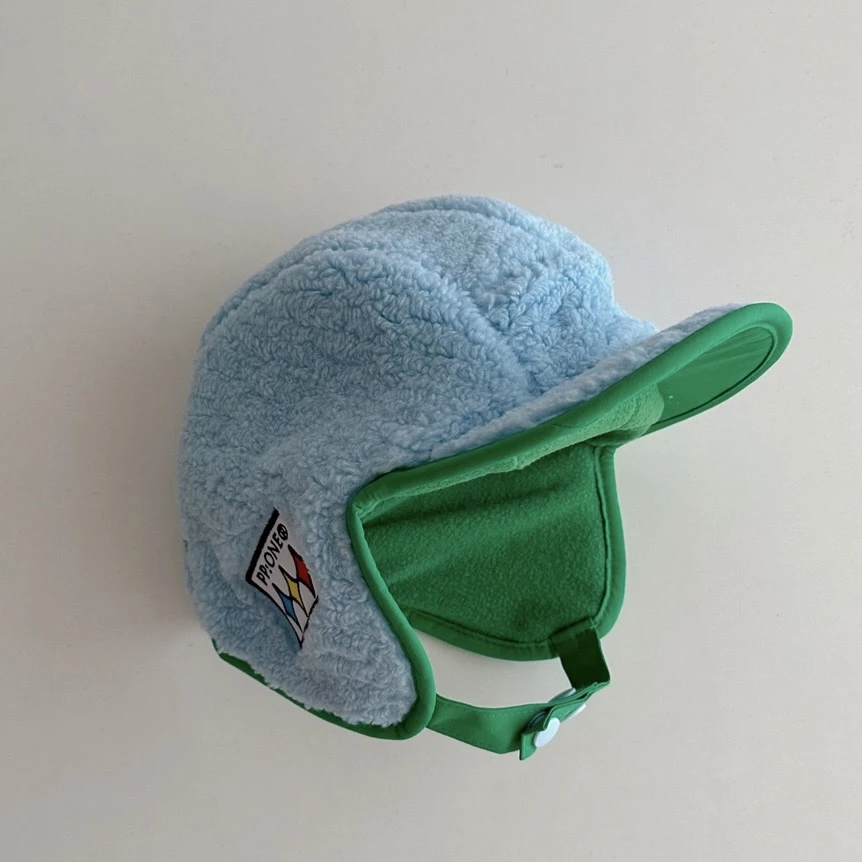 冬季亲子款加厚羊羔绒个性护耳短檐雷锋帽男时尚凹造保暖鸭舌帽