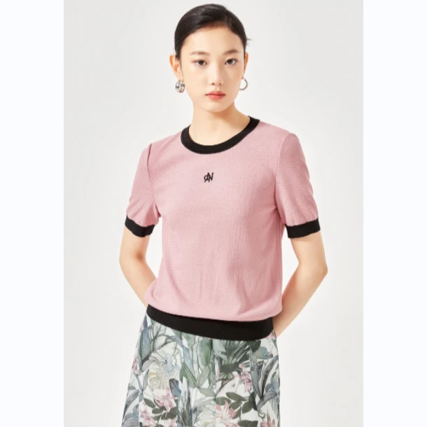 NAERSI/娜尔思时尚休闲夏季透气圆领针织衫NZ03680V0/NZ03679A1
