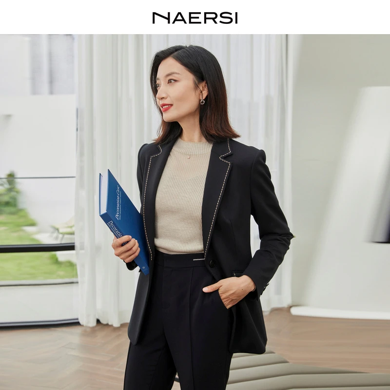 【C】娜尔思春秋季新款西装领西装修身正装女外套通勤职业NA02186W0