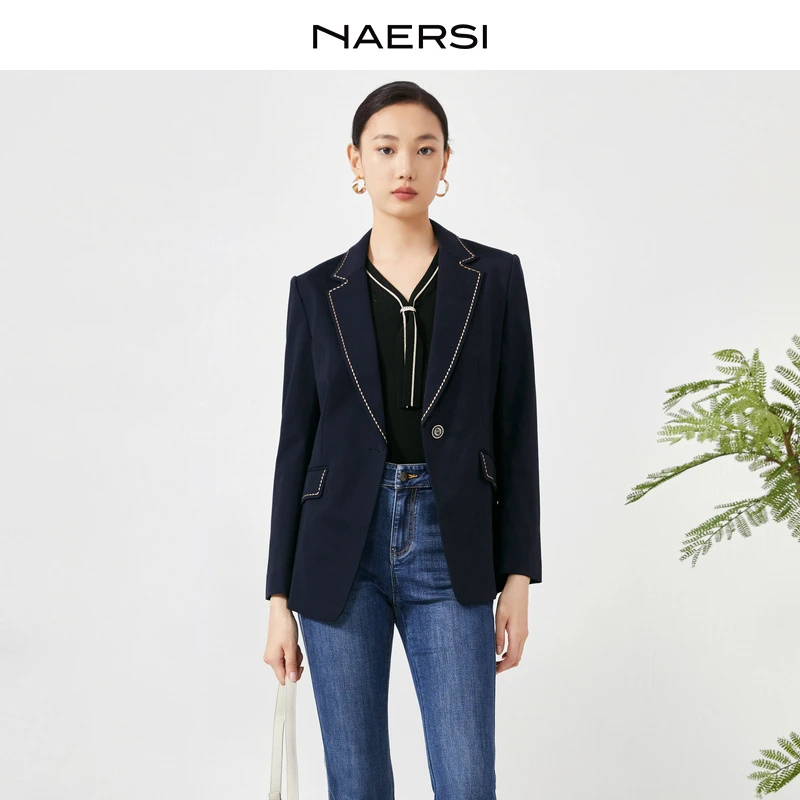 【晨粉专享价】娜尔思春秋季新款西装领西装女外套NA02189M5