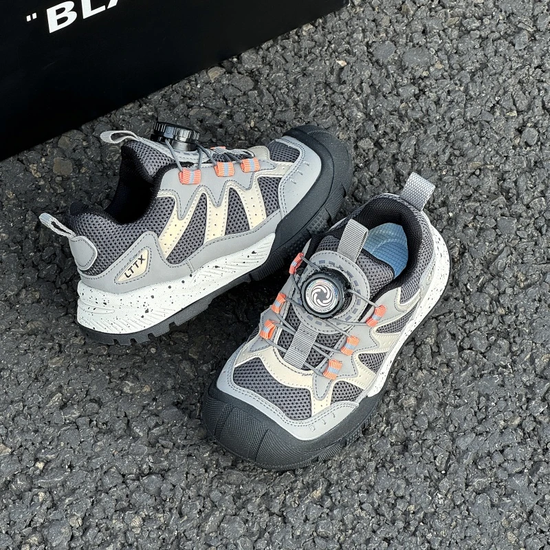 【户外登山鞋】儿童跑步运动鞋耐磨防踢2024新款男童旋转纽扣跑步鞋