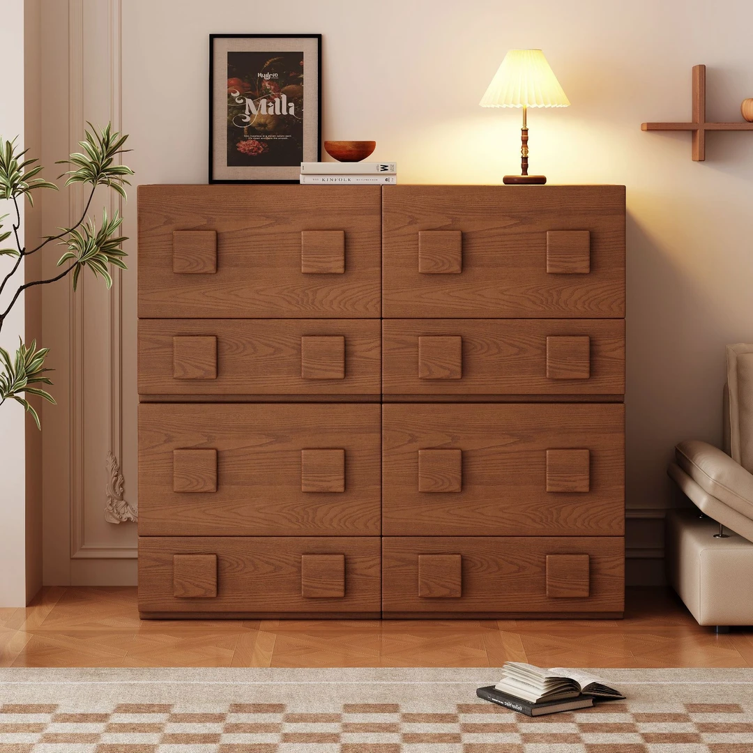 实木中古风家用中古风卡门柜多功能卧室床柜客厅自由组合电视柜