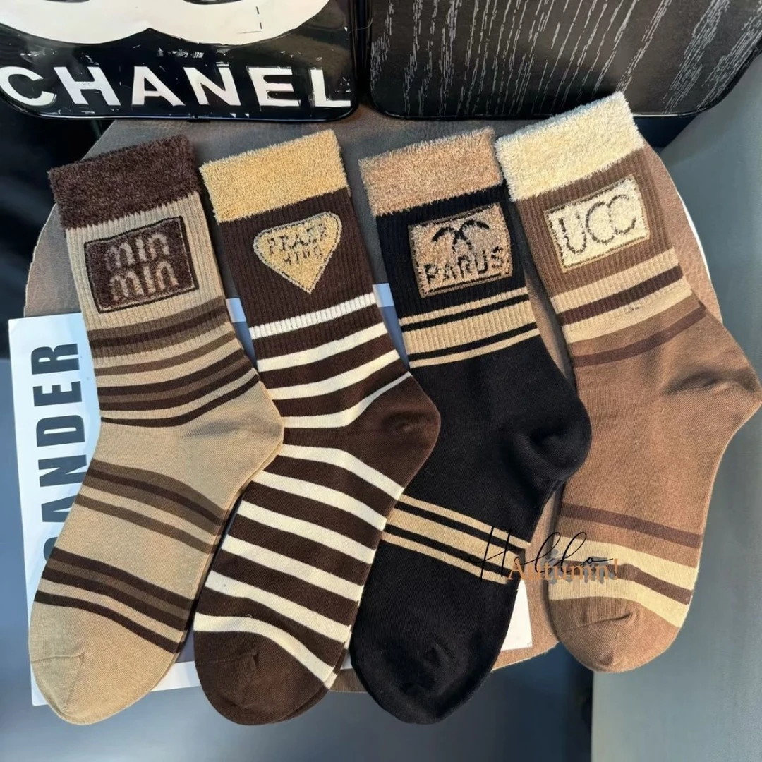 袜子女长筒秋冬加厚美拉德网红爆款纯棉ins潮百搭高腰外穿洋气欧