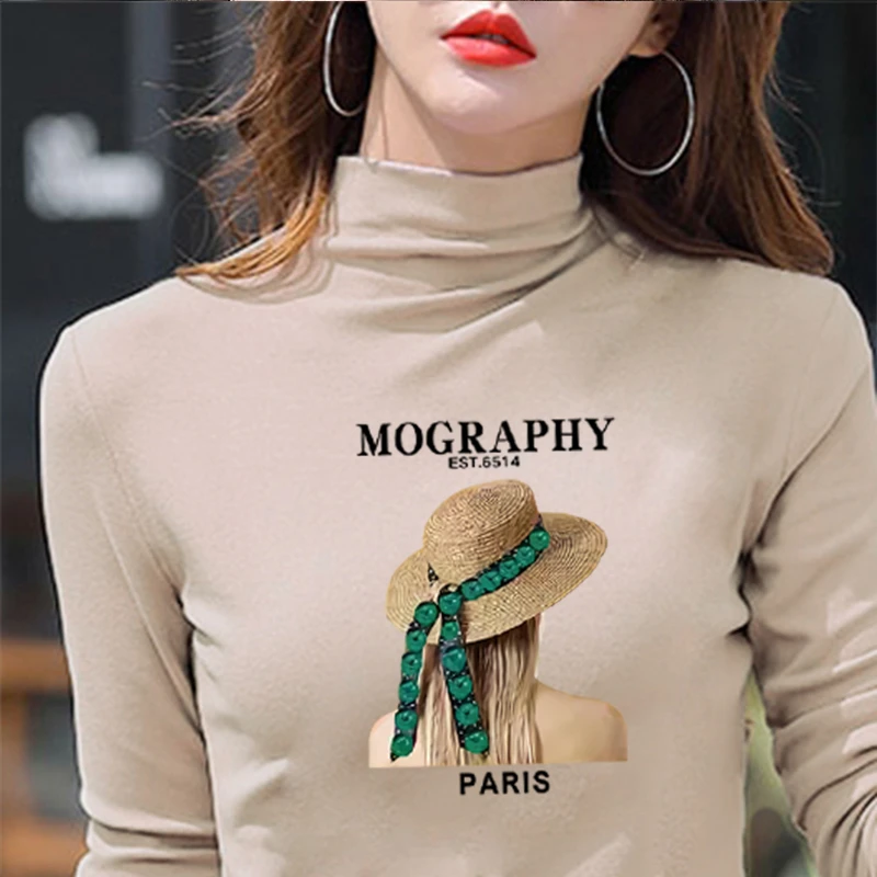 德绒半高领打底衫女士秋冬加绒加厚长袖大码显瘦冬季保暖洋气上衣