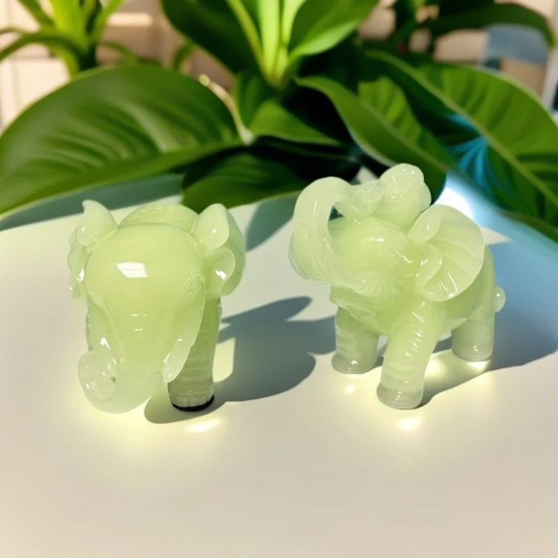 吉祥如意蓝冰玉小对象摆件开业送礼乔迁新居玄关柜博古架茶桌摆件