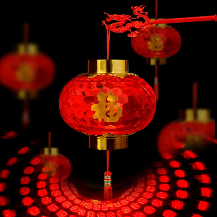 手提发光福字灯笼龙年春节结婚新年中秋节儿童玩具耐用工艺小灯笼