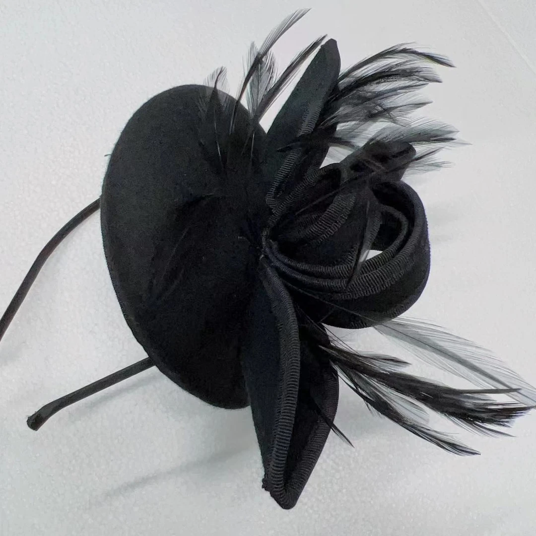 经典复古英伦绵羊毛羽毛浮夸设计师气质女士头饰嫣嫣383