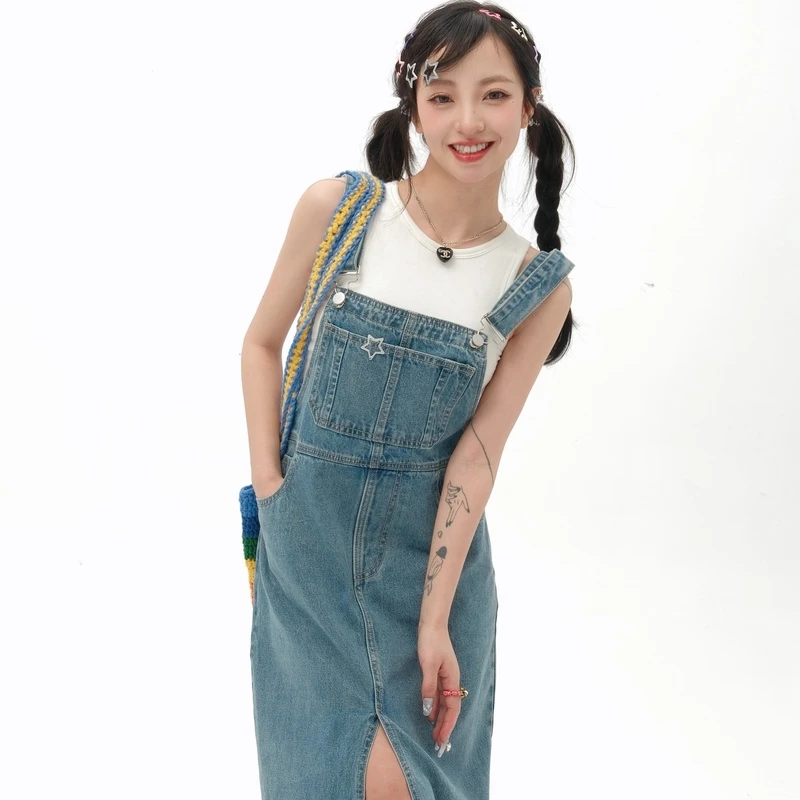 重生时尚休闲夏季春夏背带减龄宽松背带裙