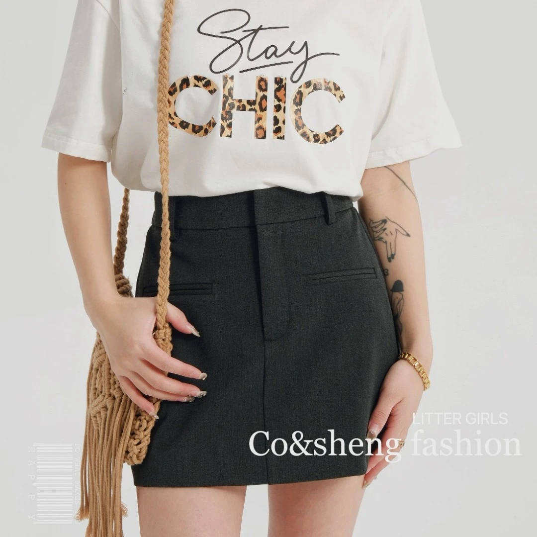 重生150cm小个子2025春夏灰色短裙显瘦显高气质设计款