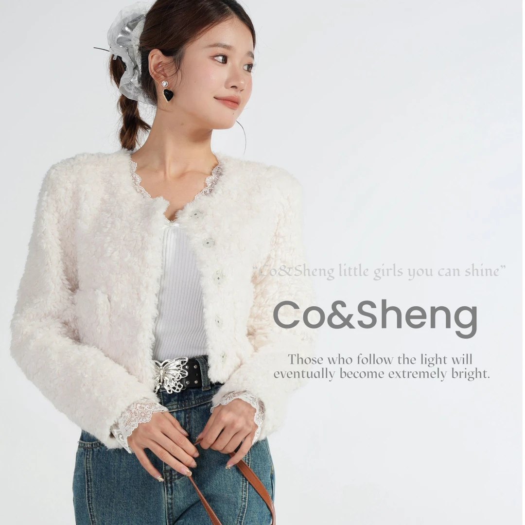 co&sheng小个子定制春季新款短款白色外套厚款优雅时尚气轻奢