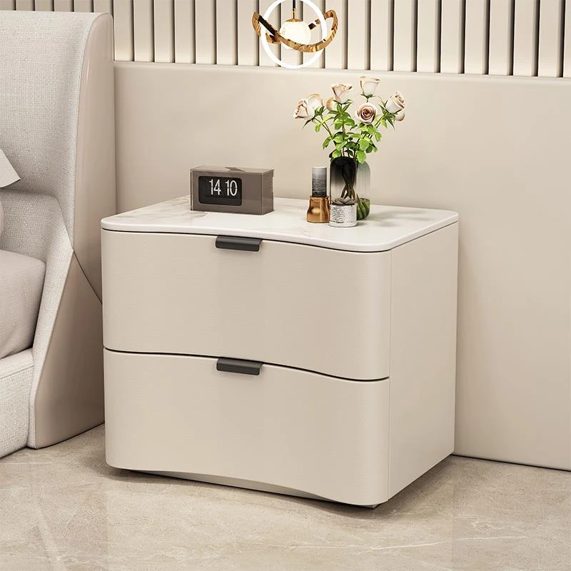 奶油风实木床头柜家用现代极简卧室床边柜轻奢风高级感简约收纳柜