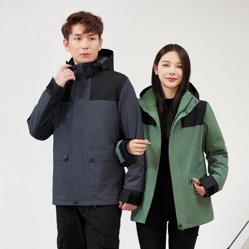 户外冲锋衣旅行徒步登山三合一两件套男女同款防风防水保暖可拆卸