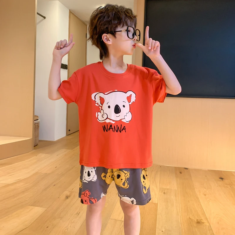 男童纯棉睡衣套装儿童夏季薄款家居服男孩子短袖空调服睡衣睡裤