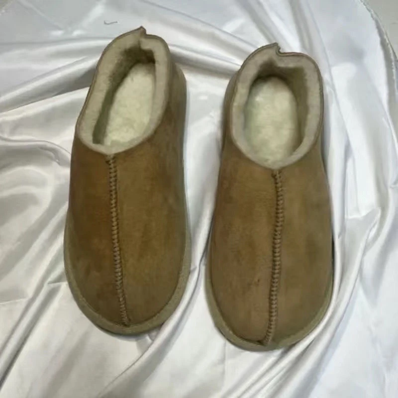 澳羊皮皮毛一体包跟秋冬懒人拖鞋男女保暖一脚蹬防滑加厚居家外穿