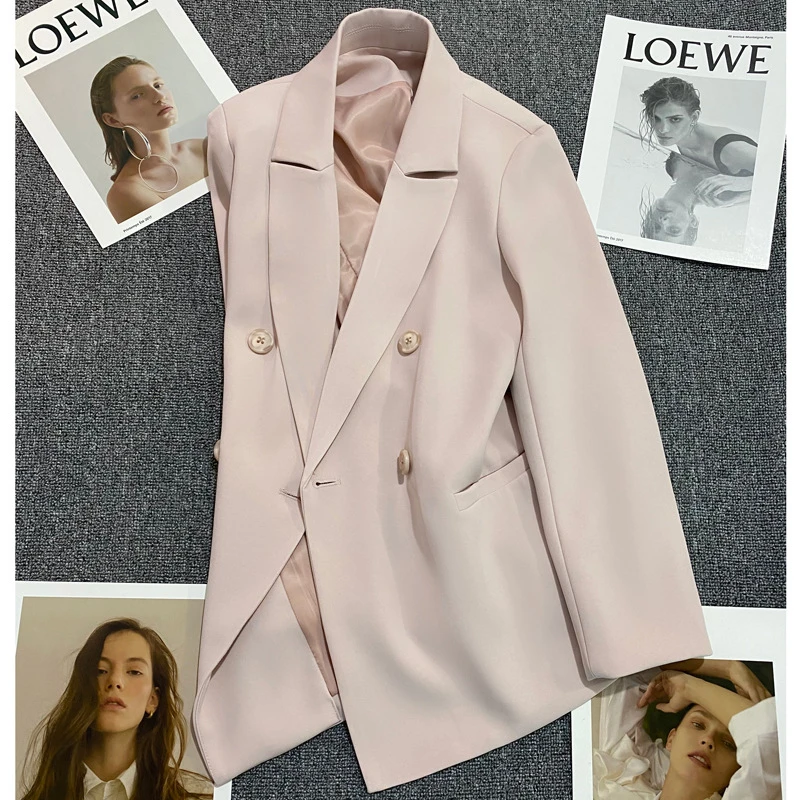 网红粉色高级感炸街西装外套女2024春秋新款韩版休闲气质西服上衣