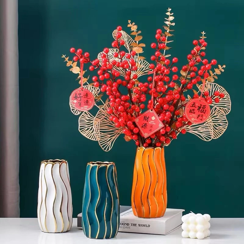 轻奢经典款式花瓶现代简约客厅插花摆件欧式花瓶电镀HJ-1