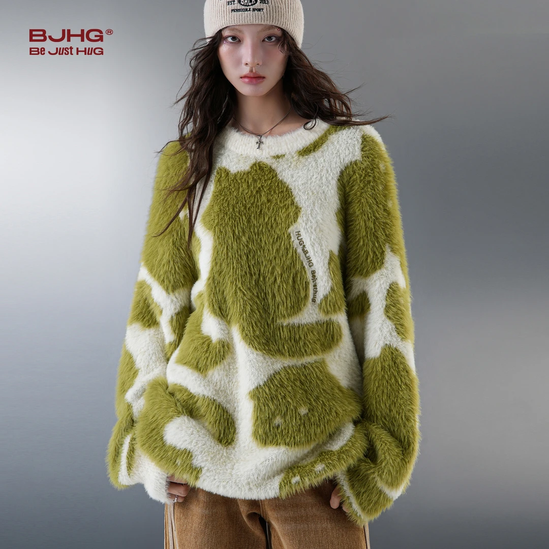 【交个朋友专属】BJHG圆领情侣毛衣男生秋冬新款慵懒风国潮牌针织衫