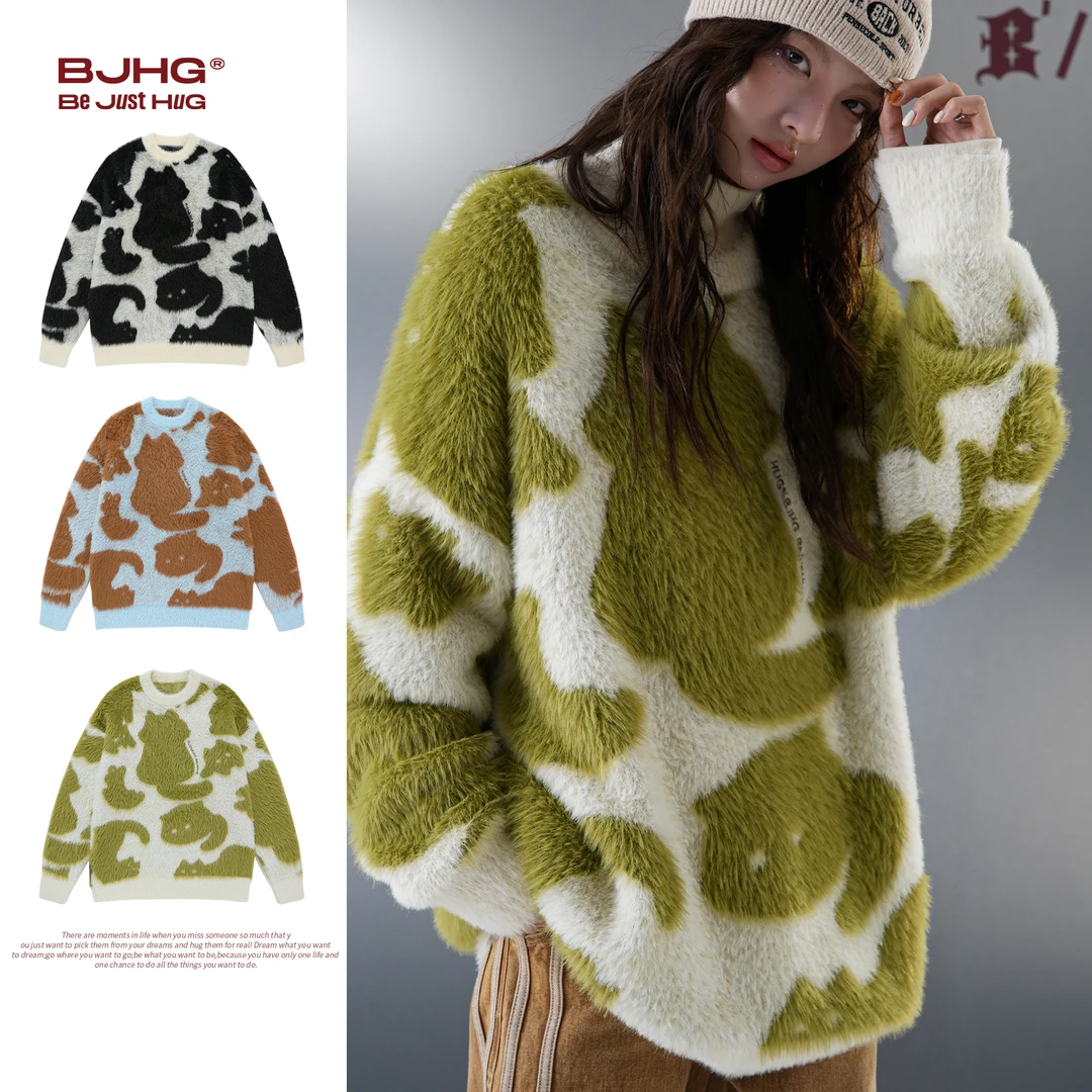 【直播专享】BJHG圆领情侣毛衣男生秋冬季新款慵懒风国潮牌针织衫