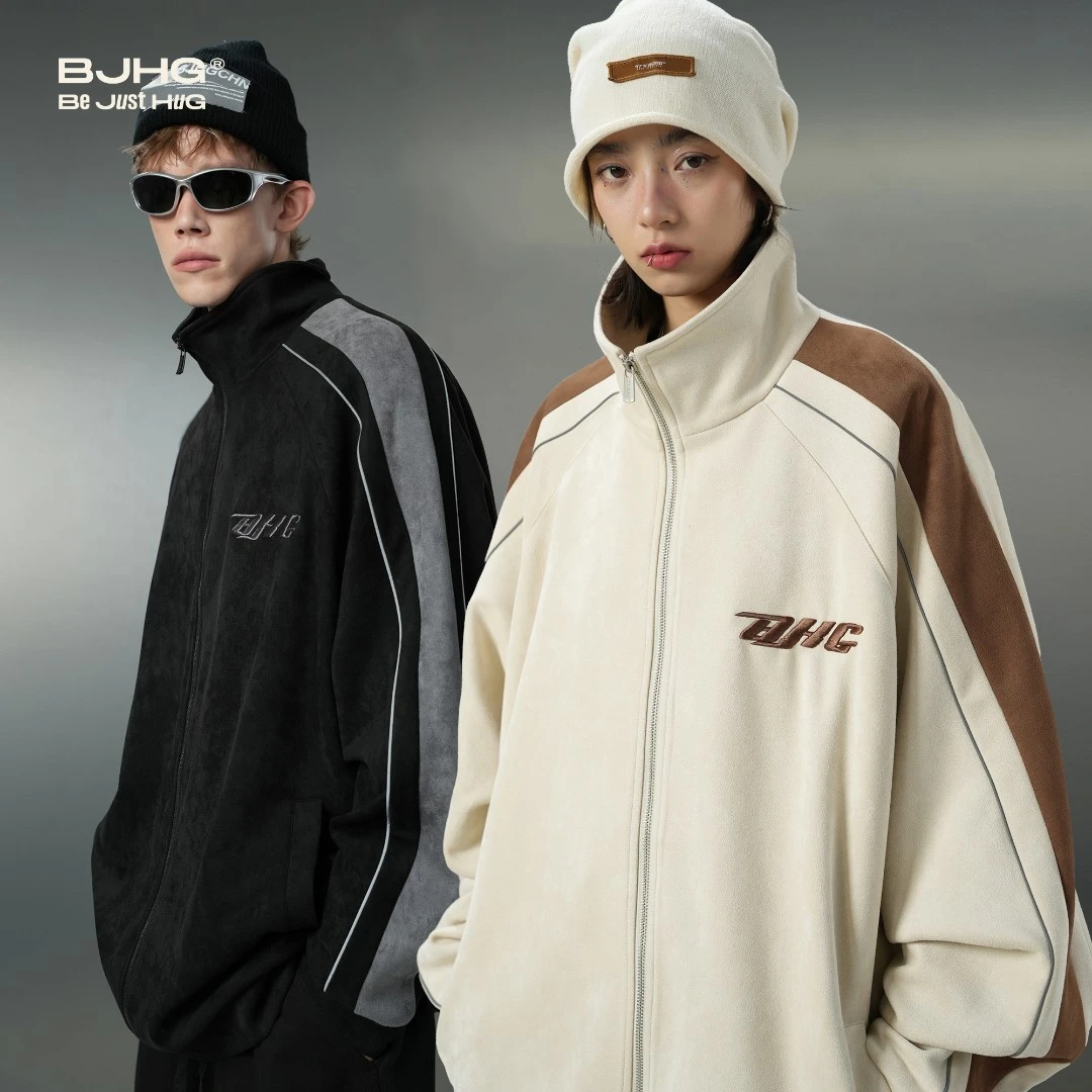 BJHG不计后果新款环保麂皮绒宽松夹克外套男生春秋运动休闲男外套