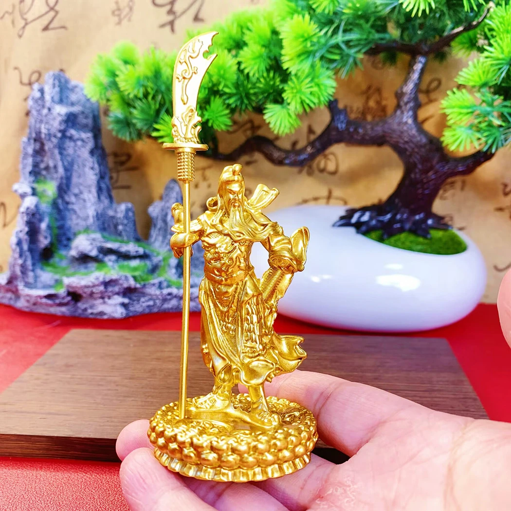 【陈氏铜器】高档金色实心关公关二爷居家摆件站立关公财神家居摆件