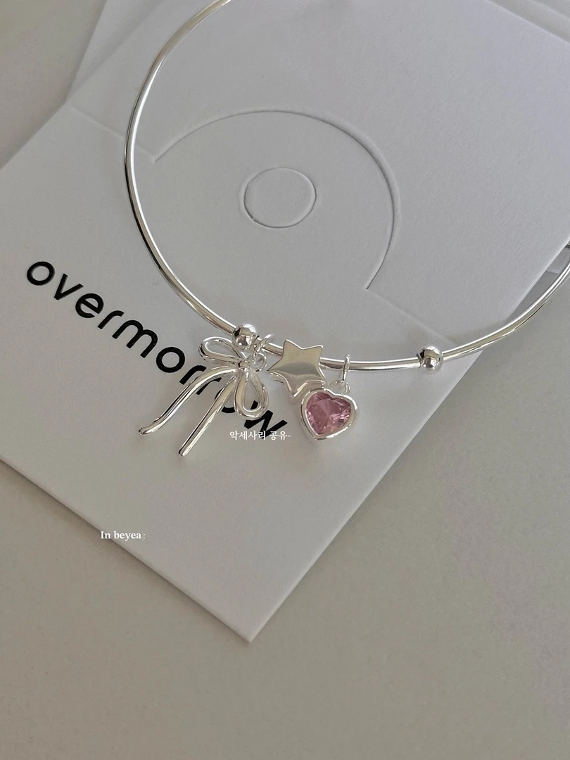 925银合成锆石手链 星星粉爱心蝴蝶结手镯 6229