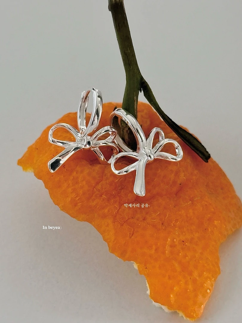 925银耳饰 蝴蝶耳扣 通体银8mm 5938