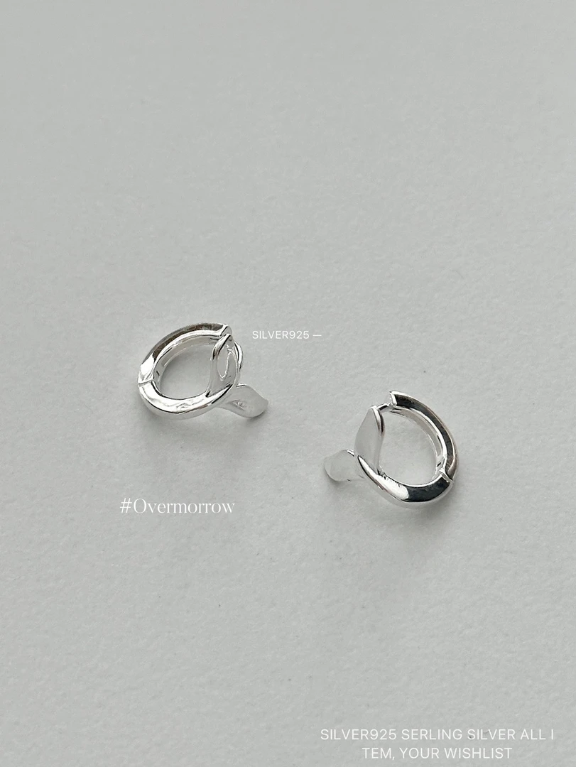 925银耳饰 鱼尾耳扣 通体银 银色 9295