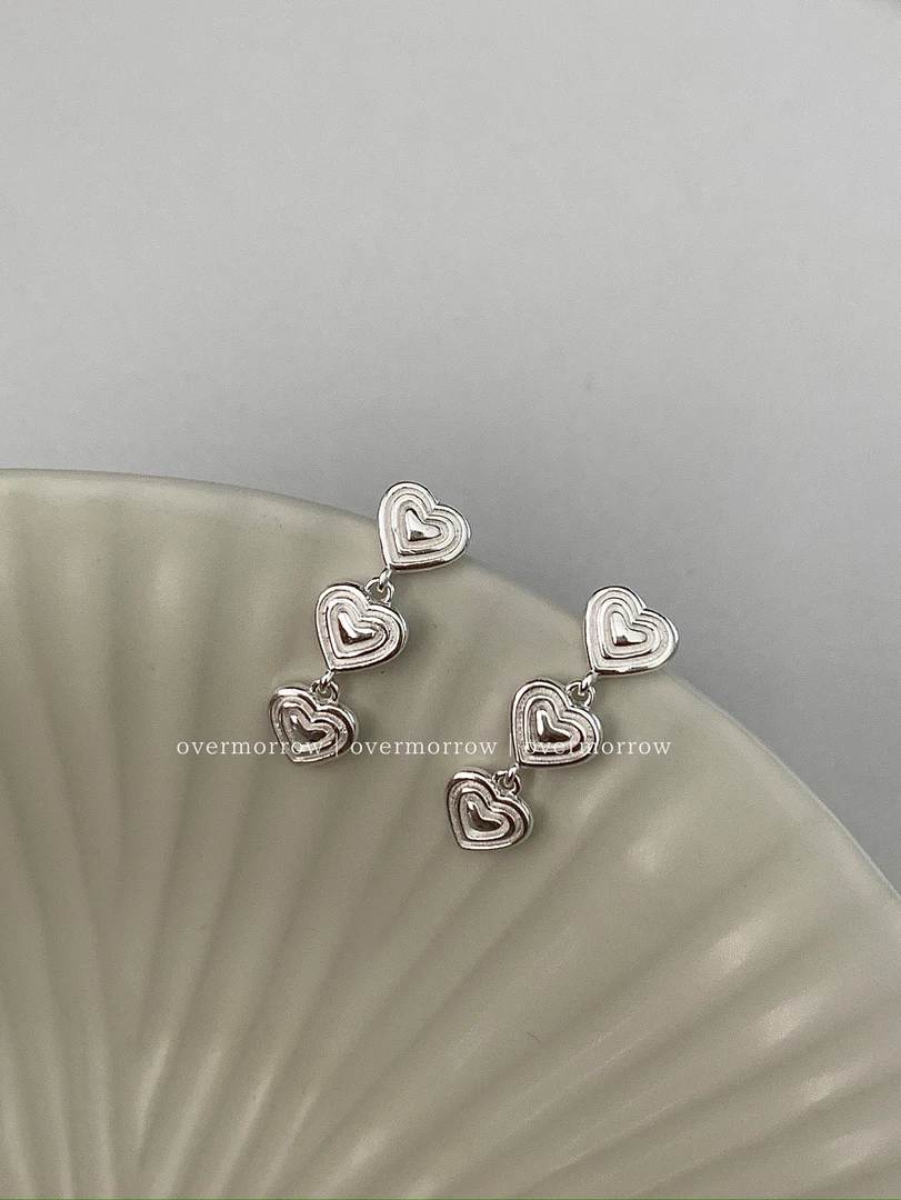 925银耳饰 爱心耳环 通体银 银色19747