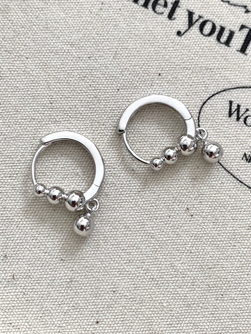 925银耳饰 光球耳扣 通体银 银色 大版 20528