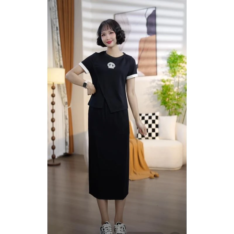T037夏季时尚气质运动休闲短袖T加半裙两件套套裙DM7