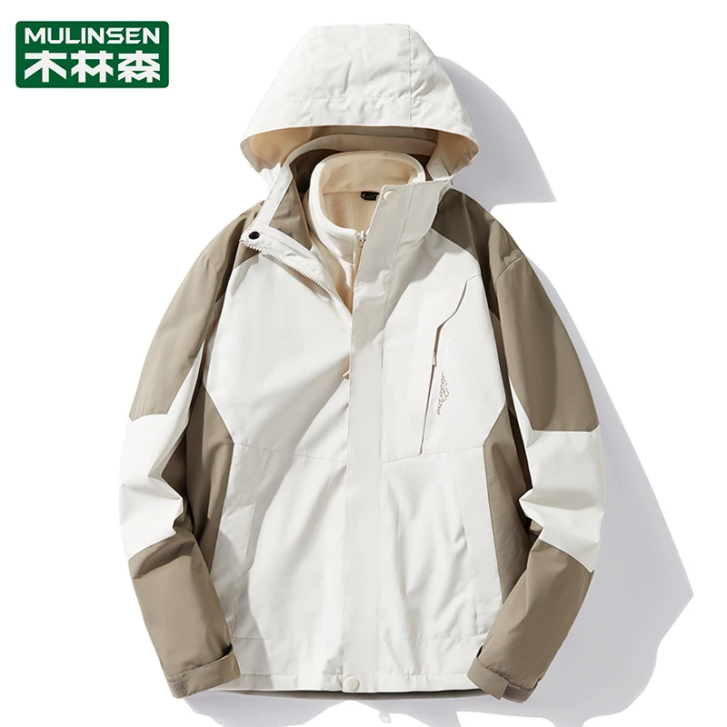 木林森冲锋衣男外套冬季潮牌三合一可拆卸加绒厚西藏防风防水登山