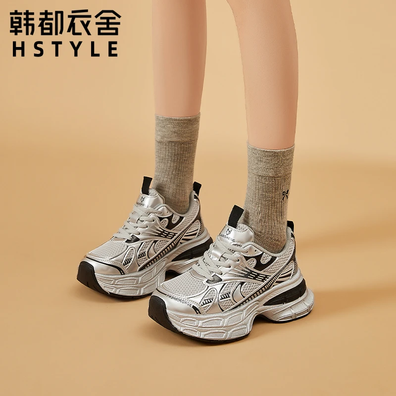 韩都衣舍2024新款百搭秋季透气网面老爹鞋女鞋6236115