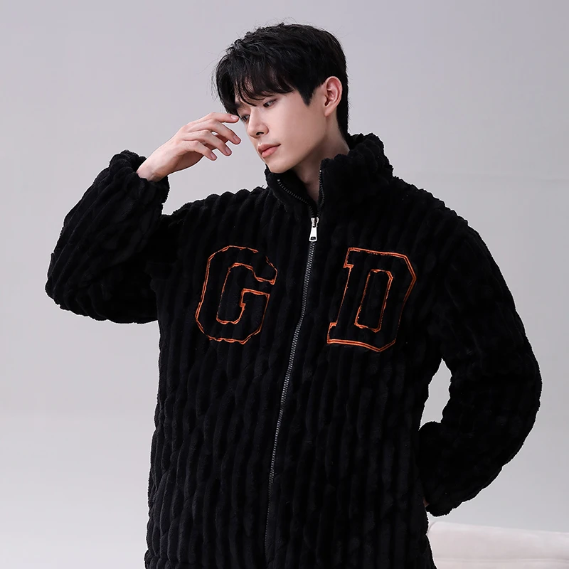 【好福份】冬季加厚男士睡衣三层夹棉保暖家居服棉袄-23506 GD刺绣