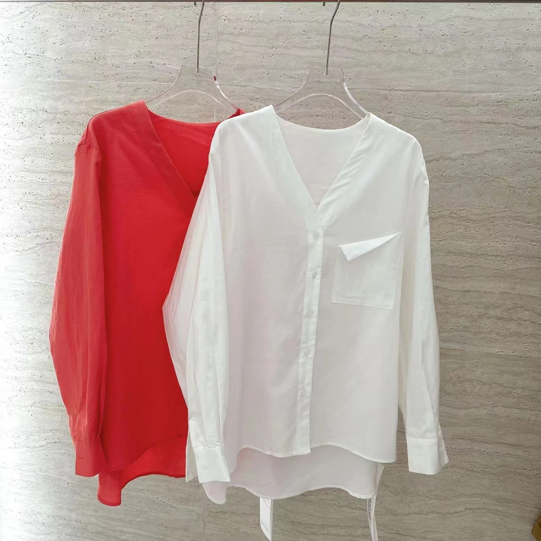 XIMTUU秋季新款衬衫宽松洋气百搭显瘦款女款衬衫（D2408199)