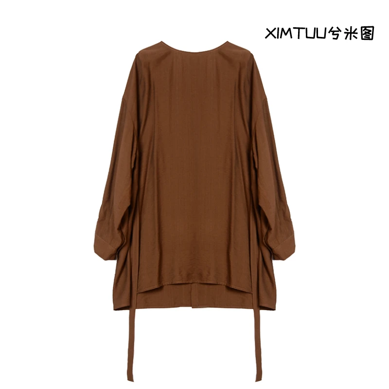 XIMTUU秋季新款衬衫宽松洋气款百搭收腰设计女款上衣女D2408229