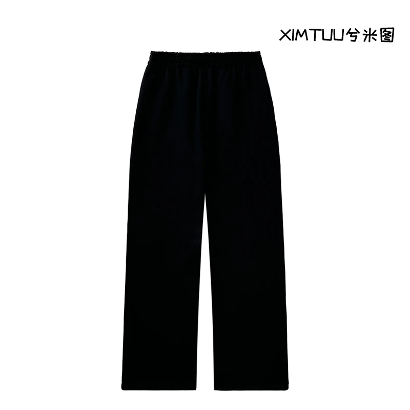 XIMTUU冬季新款加绒弯刀卫裤高腰显瘦洋气百搭女款卫裤(D2410379)