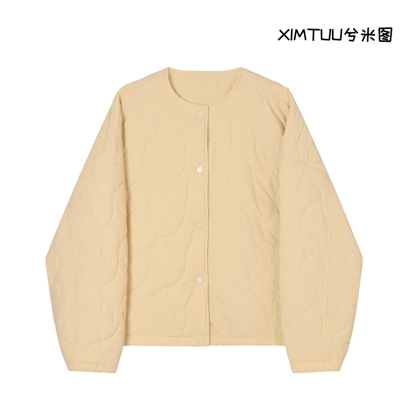 XIMTUU冬季新款棉服圆领设计洋气百搭显瘦女款棉服外套(D2410406)